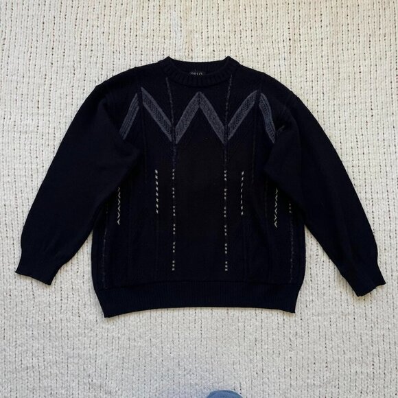 Men's Pelo Classic 90's Black Vintage Sweater - Size Medium - Picture 1 of 3